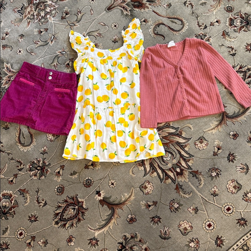 Guess Kids Button Down Cardigan and Skirt Coral size 5-6